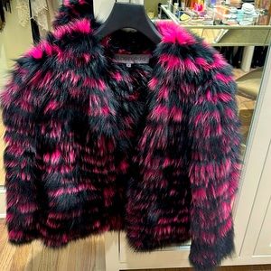 Pologeorgis “Furrier to the Stars” Fox Fur Jacket! Hot Pink & Black